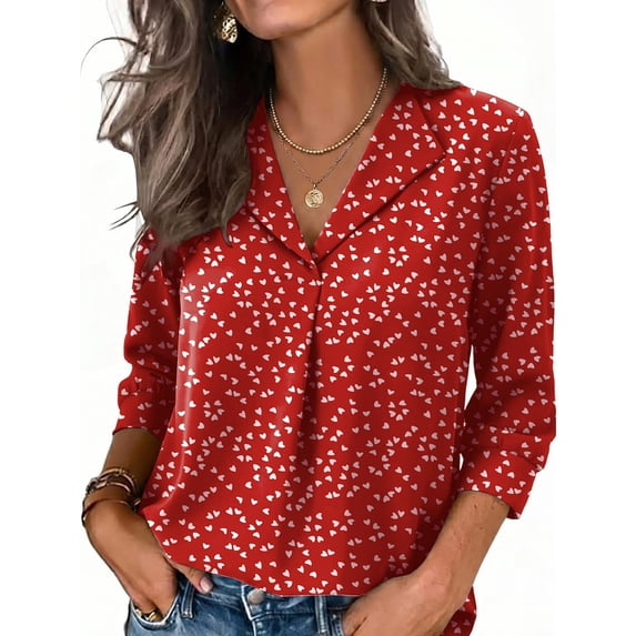 WIHOLL Tops for Women 3/4 Length Sleeve V Neck Lightweight Business Casual Blouses Spring Summer Work Outfits