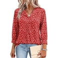 thumbnail image 1 of WIHOLL Tops for Women 3/4 Length Sleeve V Neck Lightweight Business Casual Blouses Spring Summer Work Outfits, 1 of 11