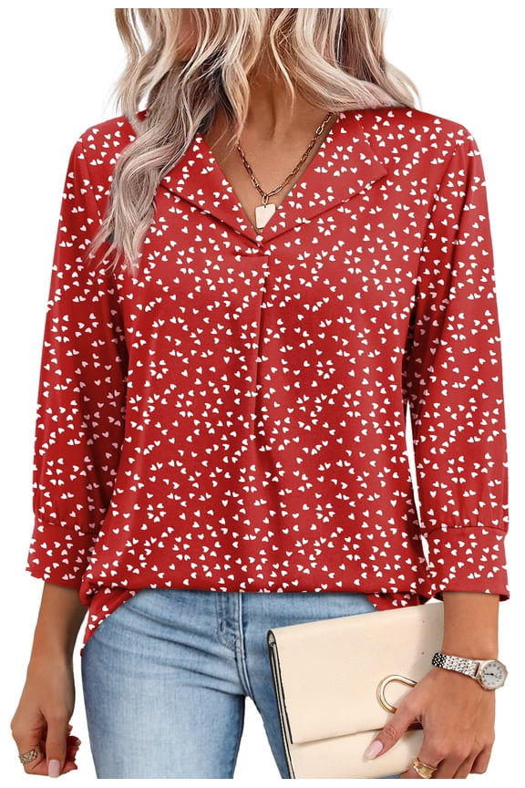 Tops for Women 3/4 Length Sleeve V Neck Lightweight Business Casual Blouses Spring Summer Work Outfits