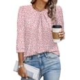 thumbnail image 1 of WIHOLL Women's 3/4 Sleeve Tops Dressy Casual Pleated Business Work Blouses Office Shirts, 1 of 10