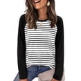 thumbnail image 1 of WIHOLL Women's Long Sleeve Shirts Fashion Striped Raglan T-Shirt Casual Loose Fit Crewneck Pullover Top 2026 Fall Sweatshirts for Women, 1 of 9