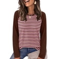 thumbnail image 1 of WIHOLL Women's Long Sleeve Shirts Fashion Striped Raglan T-Shirt Casual Loose Fit Crewneck Pullover Top 2026 Fall Sweatshirts for Women, 1 of 9