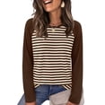 thumbnail image 1 of WIHOLL Women's Long Sleeve Shirts Fashion Striped Raglan T-Shirt Casual Loose Fit Crewneck Pullover Top 2026 Fall Sweatshirts for Women, 1 of 9