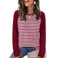 thumbnail image 1 of WIHOLL Women's Long Sleeve Shirts Fashion Striped Raglan T-Shirt Casual Loose Fit Crewneck Pullover Top 2026 Fall Sweatshirts for Women, 1 of 9