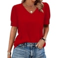 thumbnail image 1 of WIHOLL Womens Tops Vneck Puff Sleeve Buttons Summer Ladies Shirts Plus Size Blouses Dressy Casual Spring Outfits, 1 of 11