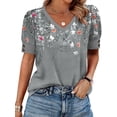 thumbnail image 1 of WIHOLL Womens Tops Vneck Puff Sleeve Buttons Summer Ladies Shirts Plus Size Blouses Dressy Casual Spring Outfits, 1 of 11