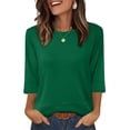 thumbnail image 1 of WIHOLL Womens Tunic Tops 3/4 Length Sleeve Blouses for Spring Summer Business Casual Side Slit Crewneck Outfits, 1 of 11
