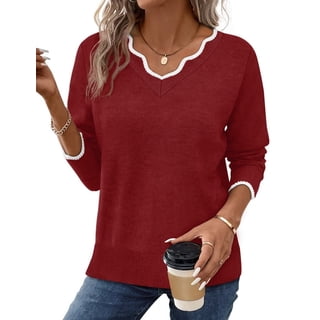 WIHOLL Womens V Neck Sweaters Pullover Cozy Lightweight Sweaters Long Sleeve Tops Winter Clothing 2026