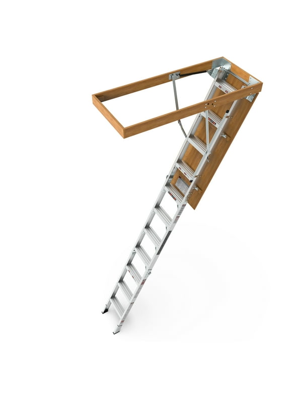 WIILAYOK Aluminum Attic Ladder Household Manual Lifting Attic Ladder Folding Loft Stairs
