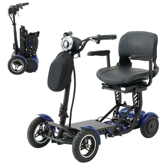 Ouyessir Foldable 4 Wheels Mobility Scooters for Seniors and Adults,300 lbs Capacity, 25-Mile Range, Lithium Battery, 3 Speed Modes, 11.2 mph Max Speed, with Front Storage Bag,Blue