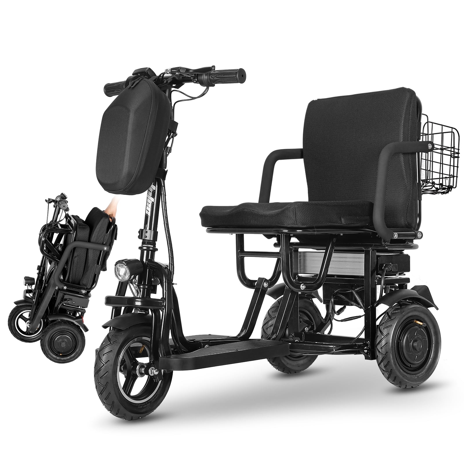 Foldable Mobility Electric Scooters, 3 Wheel  for Seniors and Adults, Fits in Car Trunk,Lightweight  & High-Power 700W,300lbs Capacity, 20 mile Range, Black