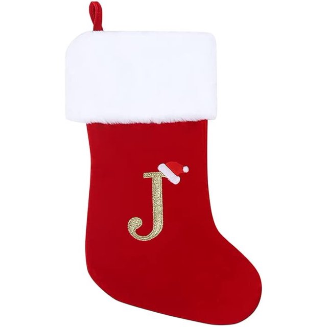 WIJYK 17" Monogrammed Christmas Stockings with Letters,Super Soft