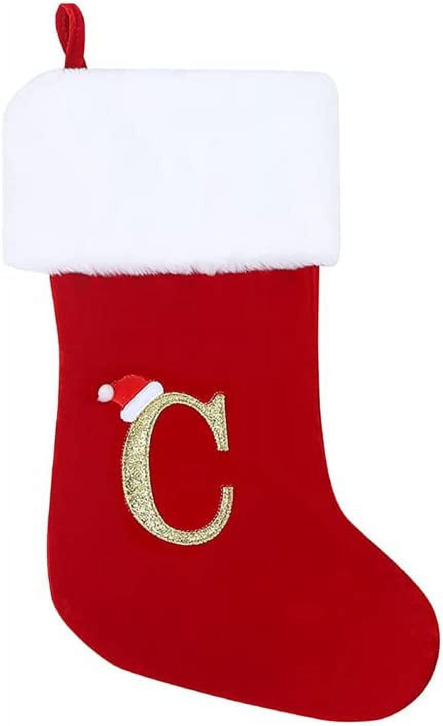 WIJYK 17" Monogrammed Christmas Stockings with Letters,Super Soft