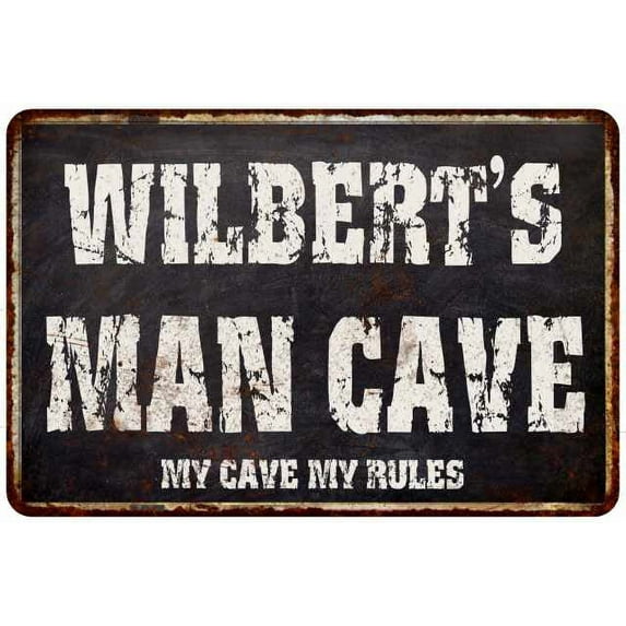 WILBERT'S Man Cave Black Grunge Sign Home Decor Gift Cave Funny 208120004450