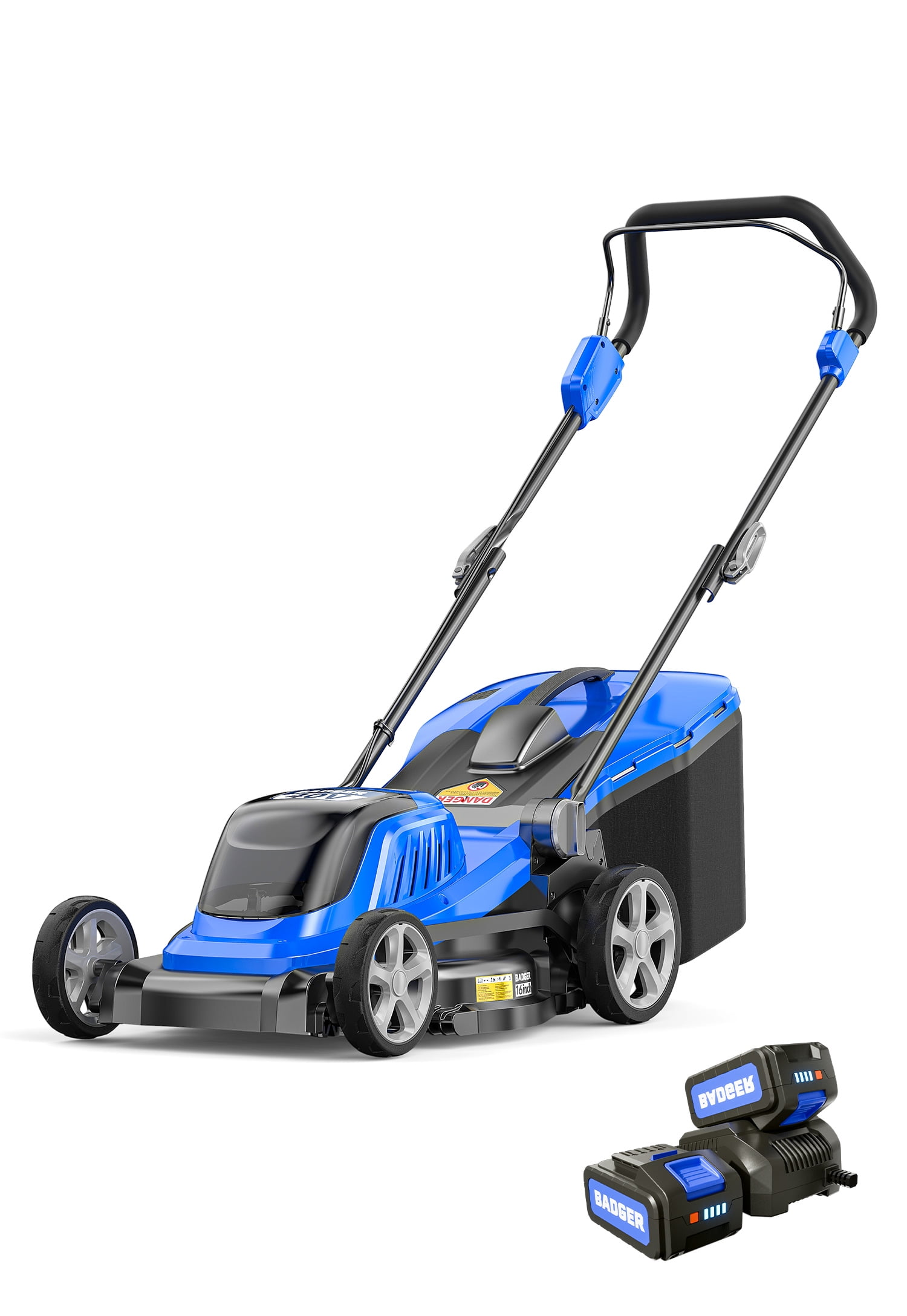 Wild Badger Power 40V 16″ Cordless Lawn Mower Brushless, 1,900 sq ft/0.044 ac,1×4.0Ah Battery & Fast Charger,  5-Position Height,for Small Residential Lawns