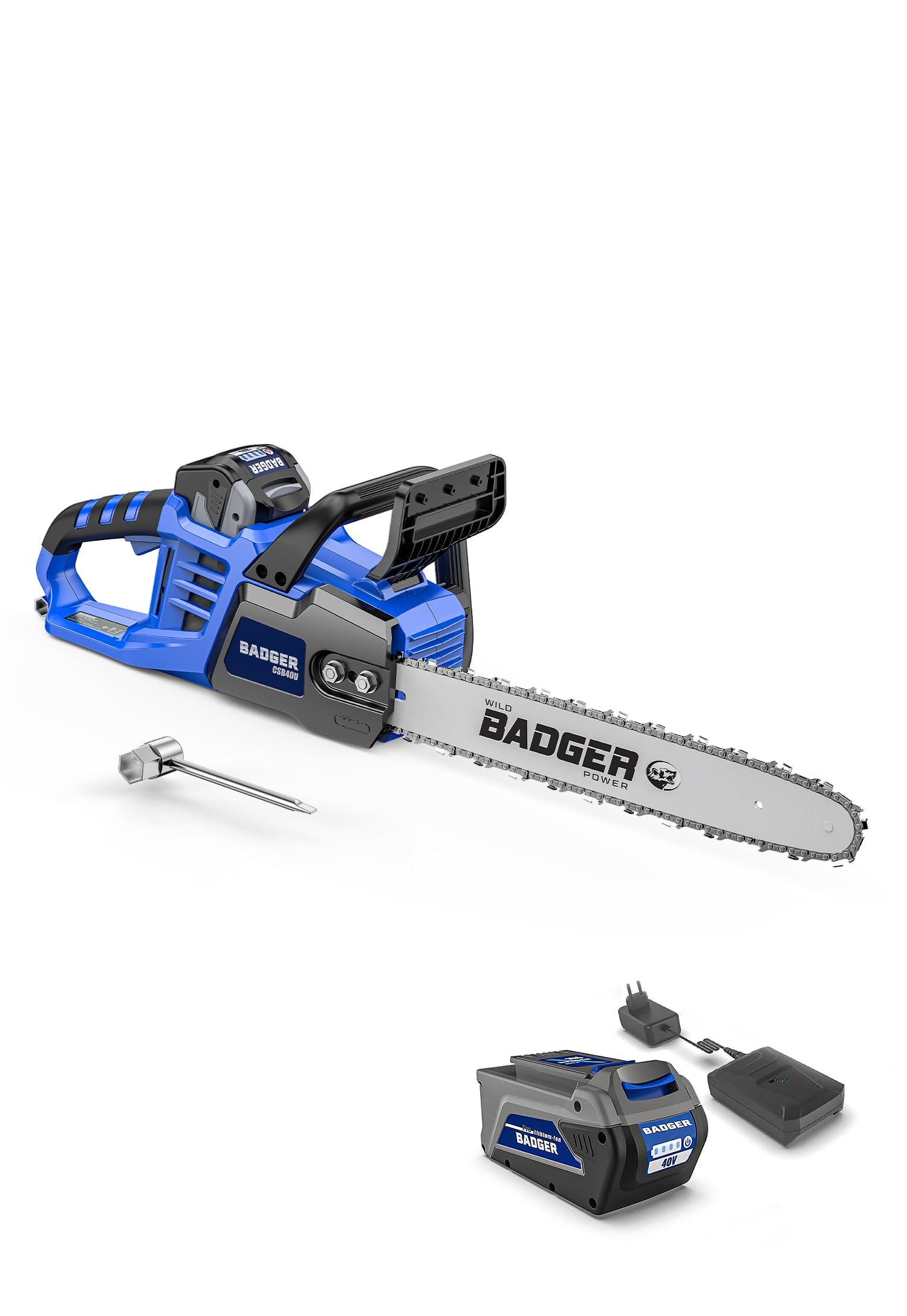 WILD BADGER POWER Electric Chainsaw Cordless 40V 16" Brushless , 4.0 Ah Battery and Charger