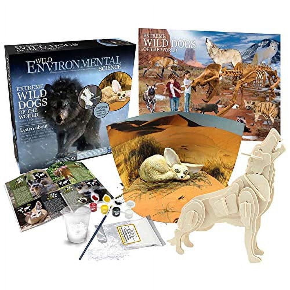 WILD ENVIRONMENTAL SCIENCE Extreme Wild Dogs of the World - For Ages 6+ - Create and Customize Models and Dioramas - Study the Most Extreme Animals