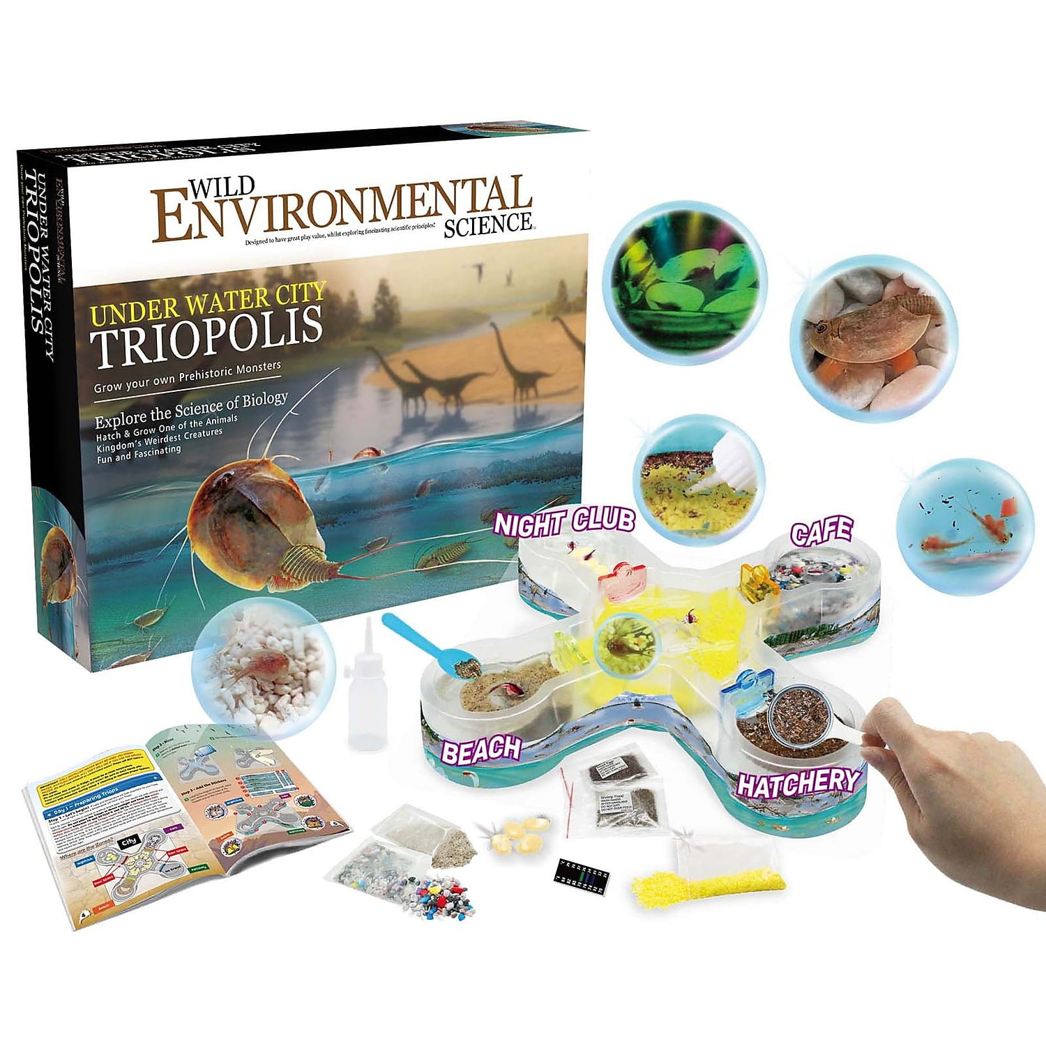 WILD ENVIRONMENTAL SCIENCE Under Water City Triopolis - Science Kit for Ages 8+ - Hatch Triassic Dinosaur Living Fossils - Eggs and Tank Included