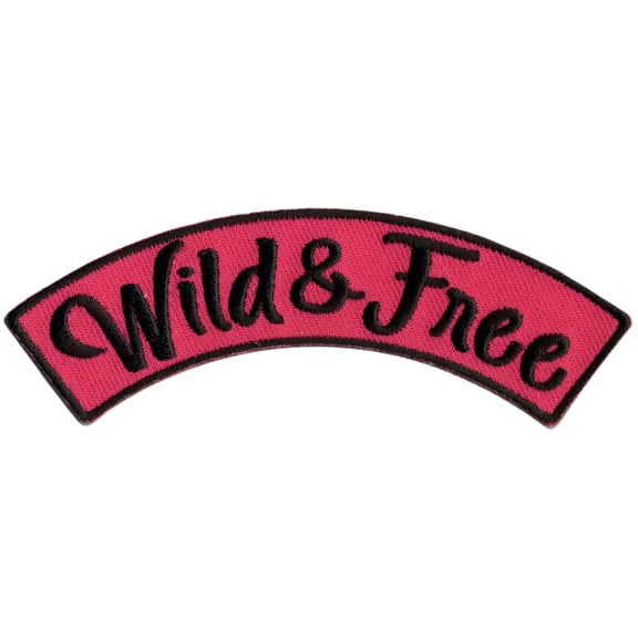 WILD & FREE TOP ROCKER PATCH - High Thread Iron-On Heat Sealed Backing Sew-On Patch - 4" x 1"