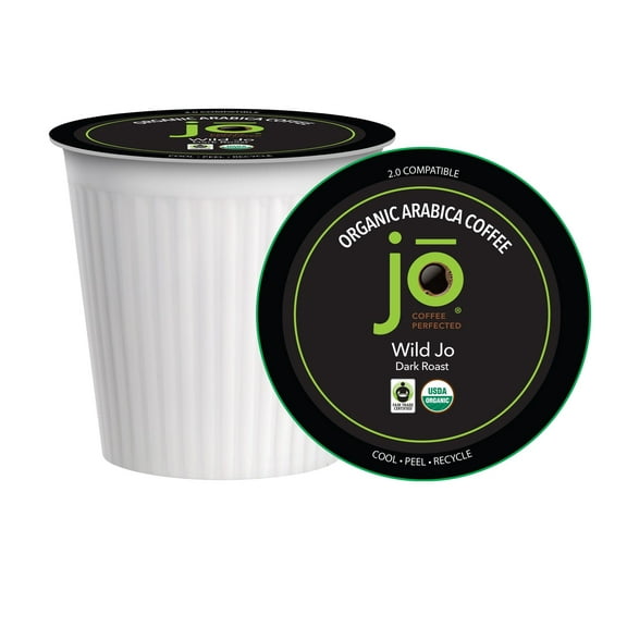 WILD JO: 18 Cups, Dark French Roast Organic Coffee for Keurig K-Cup Brewers, Bold Strong Rich Wicked Good, Fair Trade Certified, Non-GMO, Gluten Free (Sample Box)