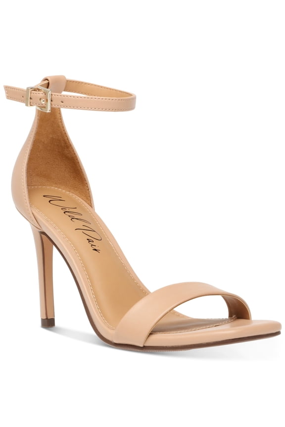 Womens Beige Adjustable Ankle Strap Bethie Square Toe Stiletto Buckle Dress Heeled Sandal 9.5