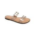 thumbnail image 1 of WILD PAIR Womens Beige Double Band Studded Ginniev Round Toe Slip On Slide Sandals Shoes 6 M, 1 of 3