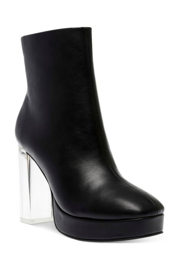 Womens Black 1" Platform Cushioned Slip Resistant Charlee Square Toe Zip-Up Dress Boots 7 M