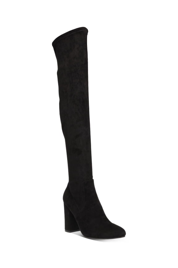 Womens Black Arch Support Cushioned Pointed Toe Block Heel Zip-Up Dress Boots 5.5