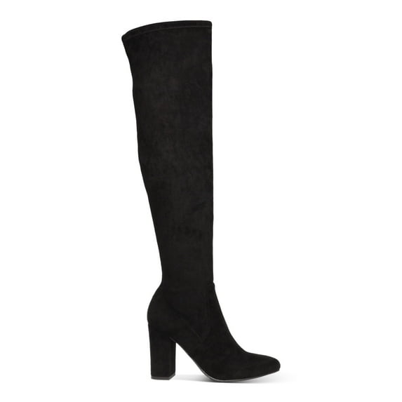 WILD PAIR Womens Black Arch Support Cushioned Pointed Toe Block Heel Zip-Up Dress Boots 8.5