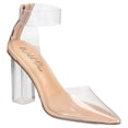 thumbnail image 1 of WILD PAIR Womens Clear Translucent Ankle Strap Padded Dellie Pointed Toe Block Heel Zip-Up Dress Pumps Shoes 7 M, 1 of 6