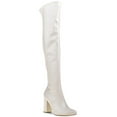 thumbnail image 1 of WILD PAIR Womens Ivory Slip Resistant Padded Stretch Bravy Pointed Toe Block Heel Zip-Up Heeled Boots 7 M, 1 of 4