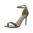 thumbnail image 1 of WILD PAIR Womens Navy Glitter Metallic Padded Ankle Strap Slip Resistant Bethie 2 Square Toe Stiletto Buckle Dress Sandals Shoes 12 M, 1 of 3