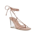 thumbnail image 1 of WILD PAIR Womens Nude Pink Slip Resistant Cushioned Strappy Santeago Square Toe Wedge Lace-Up Dress Heeled Thong Sandals 11 M, 1 of 4