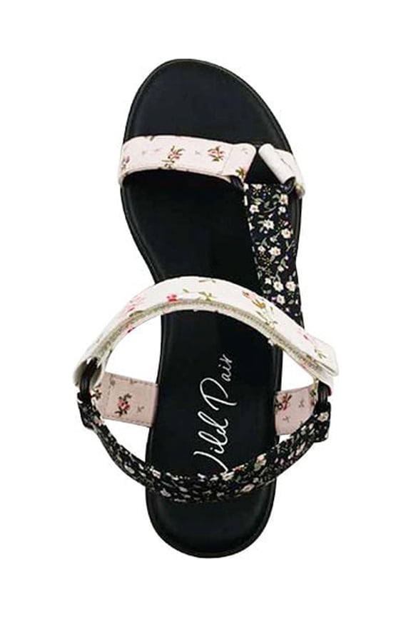 Womens Pink Floral Flatform Ring Hardware Asymmetrical Cushioned Adjustable Strap Sawwyer Round Toe Platform Slip On Slingback Sandal 9 M