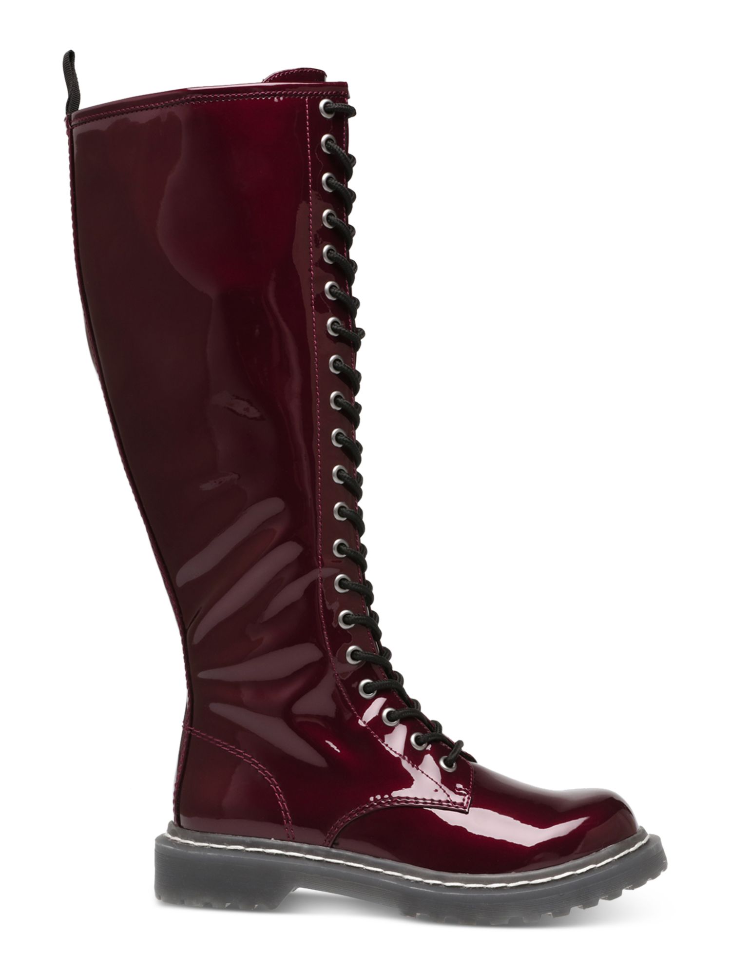 WILD PAIR Womens Burgundy Lace-Up Back Pull Tab Lug Sole Comfort Rylee  Round Toe Block Heel Zip-Up Combat Boots 8.5 M