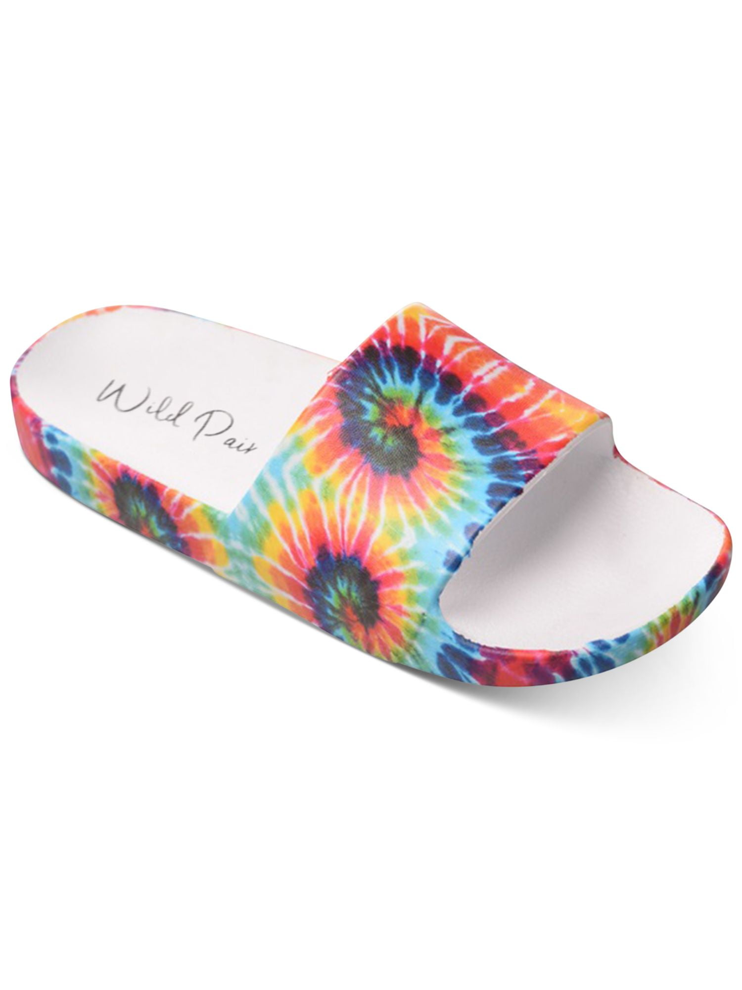 WILD PAIR Womens Light Blue Tie Dye Pool Slides Slyde Round Toe