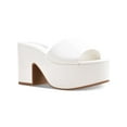 thumbnail image 1 of WILD PAIR Womens White 2" Platform Cushioned Slip Resistant Melborne Round Toe Block Heel Slip On Heeled Sandal 10 M, 1 of 4