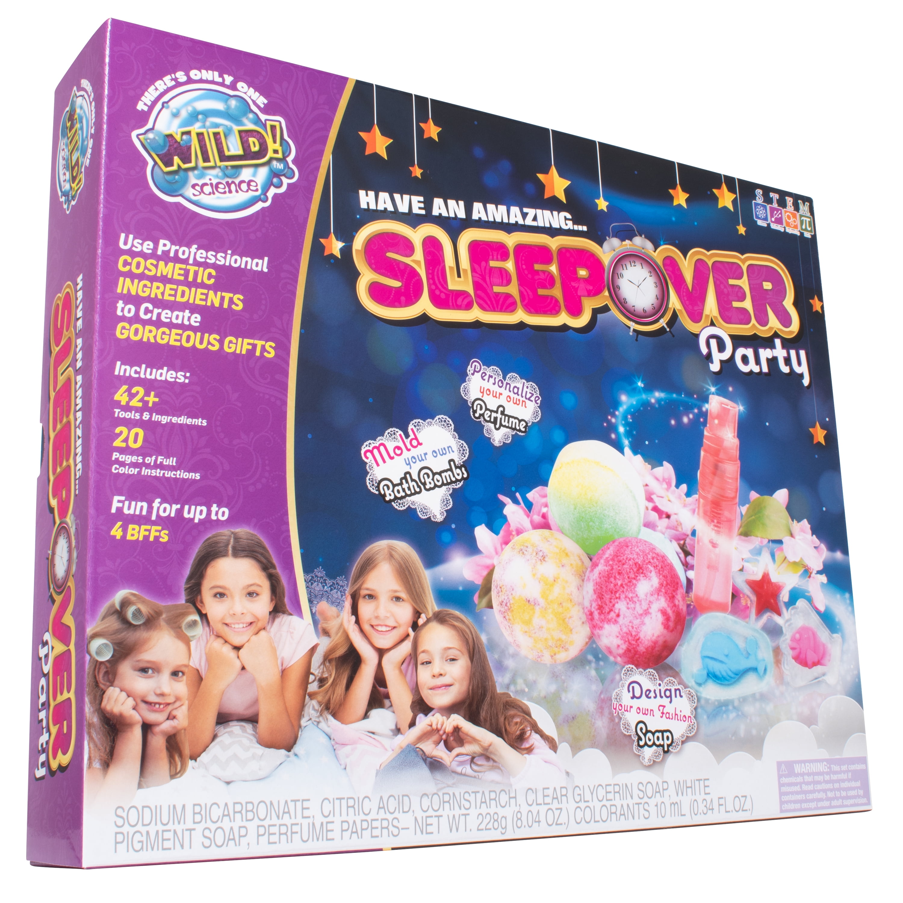 WILD! Science Sleepover Party - 3-in-1 Spa STEM Kit for Ages 8+ 