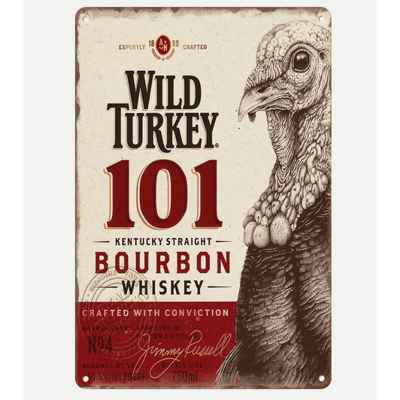 WILD TURKEY BOURBON Vintage Tin Metal Signs Home Dcor Plaque Decor 8x12