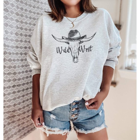 WILD WEST Graphic Unisex Fleece Pullover