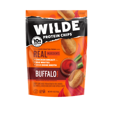 WILDE Protein Chips Buffalo, Thin Crispy High Protein, Keto Low Carb Snack, 4.0 Oz