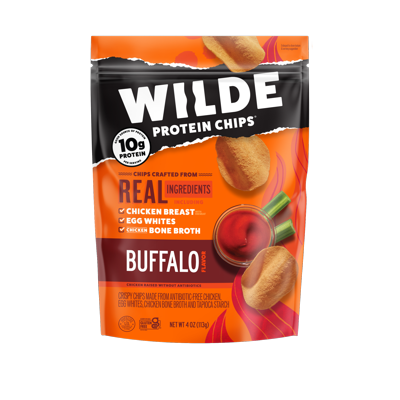 WILDE Protein Chips Buffalo, Thin Crispy High Protein, Keto Low Carb Snack, 4.0 Oz
