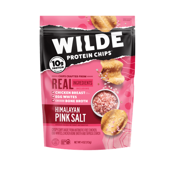 WILDE Protein Chips Himalayan Pink Salt, Thin Crispy High Protein, Keto Low Carb Snack, 4.0 Oz