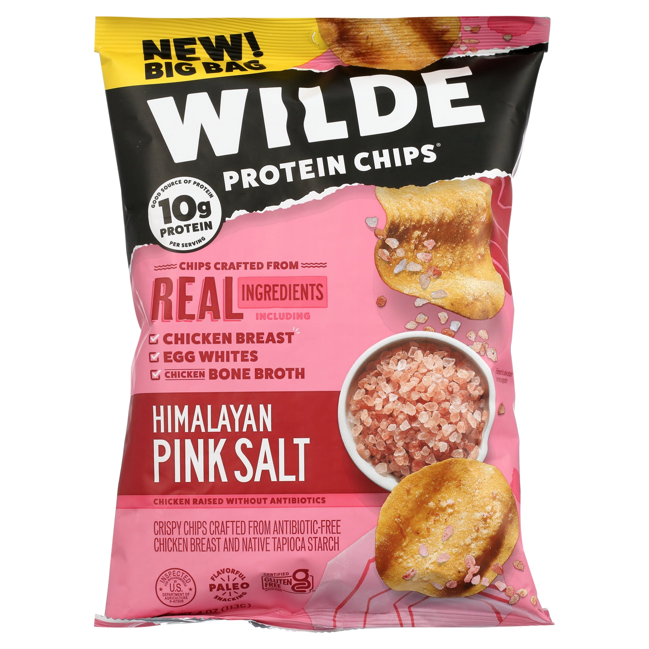 WILDE Protein Chips Himalayan Pink Salt 4.0oz, Plastic Bag
