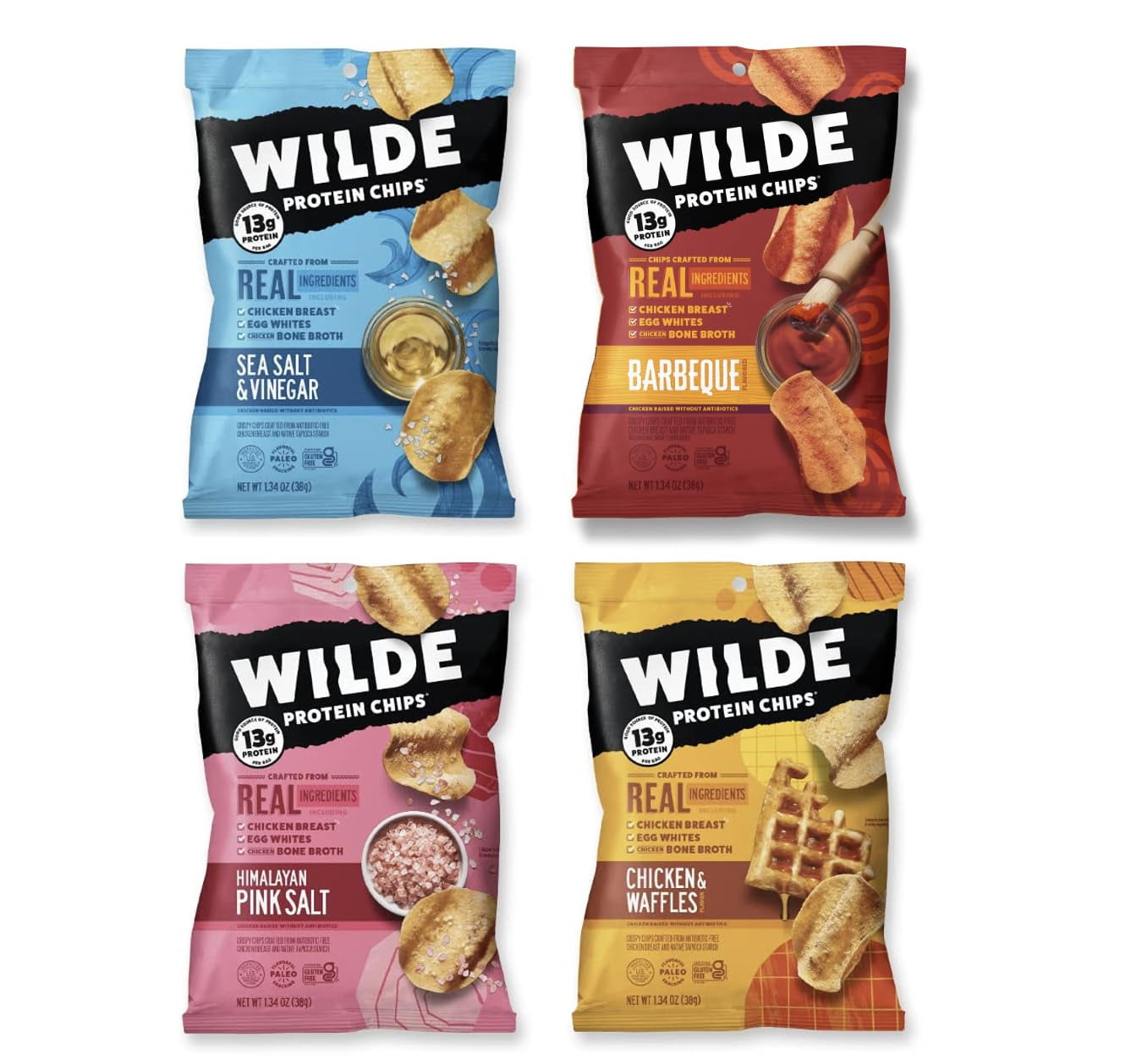 WILDE Protein Chips Variety Pack, Protein Snacks, Keto chips, Made with