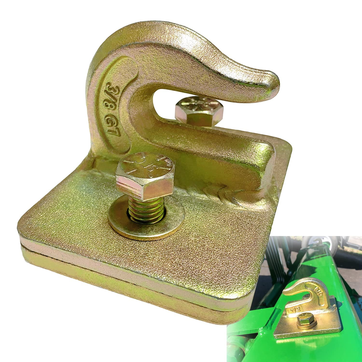 WILDESON 2PC 3/8'' Bolt On Tractor Bucket Grab Hook Loader Chain Bucket