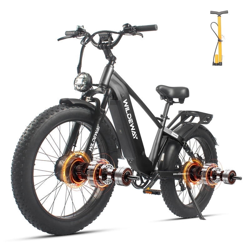WILDEWAY Dual Motors 2600W Electric Bike for Adult 26'' UL2849 48V 30AH Removable Battery E-mountain bike 4.0 Fat Tire up to 32MPH Long Range Off-road Ebike Beach Dual Hydraulic&Brakes Bicycle