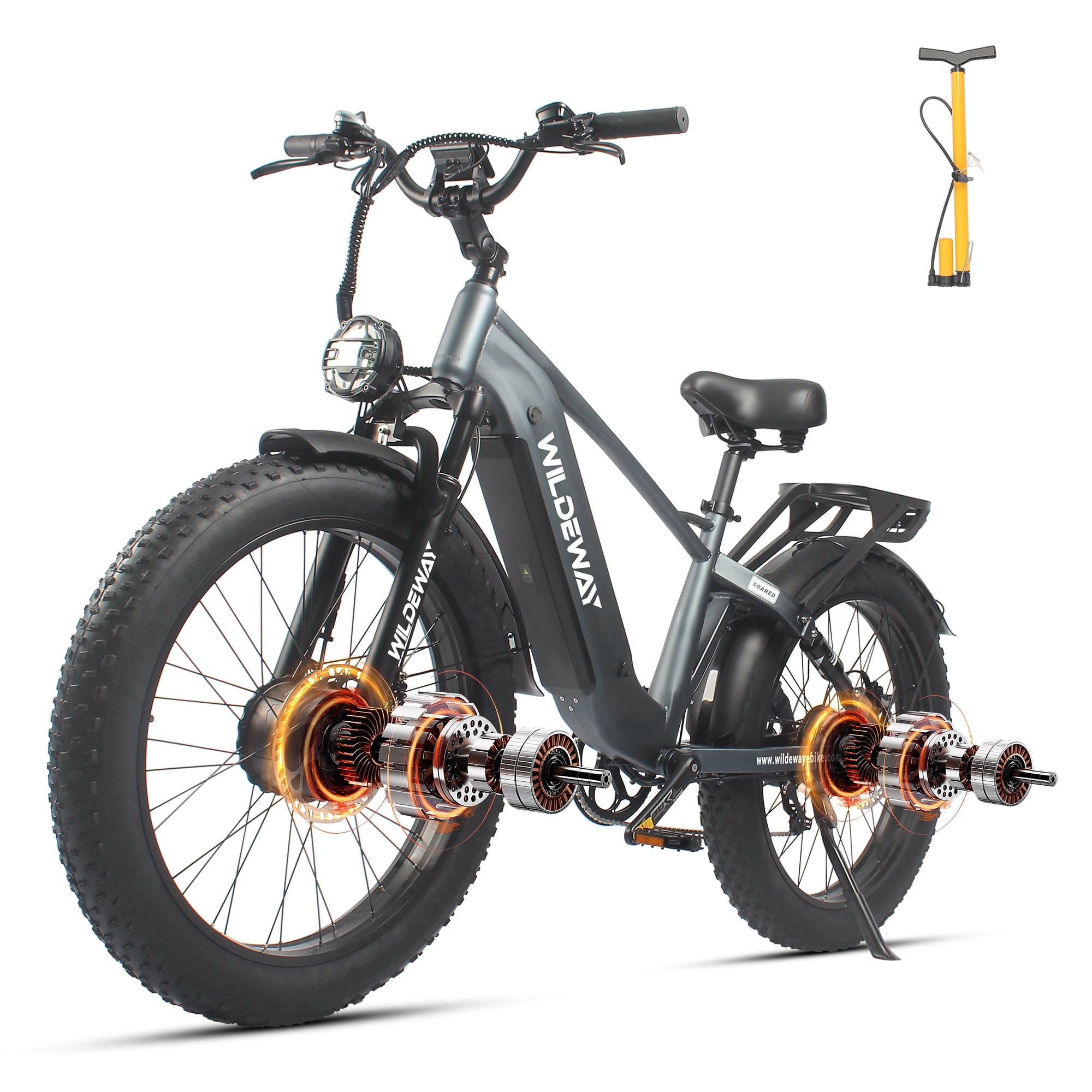 WILDEWAY Dual Motors 2600W Electric Bike for Adult 26'' UL2849 48V 30AH Removable Battery E-mountain bike 4.0 Fat Tire up to 32MPH Long Range Off-road Ebike Beach Dual Hydraulic&Brakes Bicycle