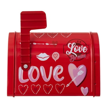 WILEQEP Valentine Tin Mailbox Valentine Ornament Toy Mailbox Play Mailbox Valentine's Boxes For Kids Valentine's Day Greeting Card Exchange Gifts Cookie Candy Storage Classroom Party Gift