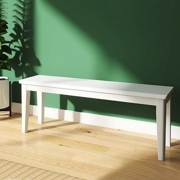 WILK 100% Natural Solid Oak Wood Bench Farmhouse Dining Bench, Entrance Bench Bed End Bench,for Living Room, Bedroom ,Home Office,, Balcony,Patios (White)